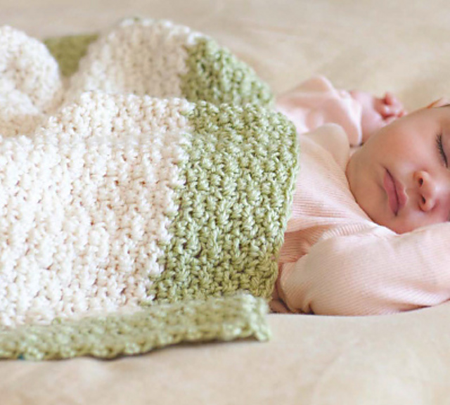 Ivory & Green Baby Blanket