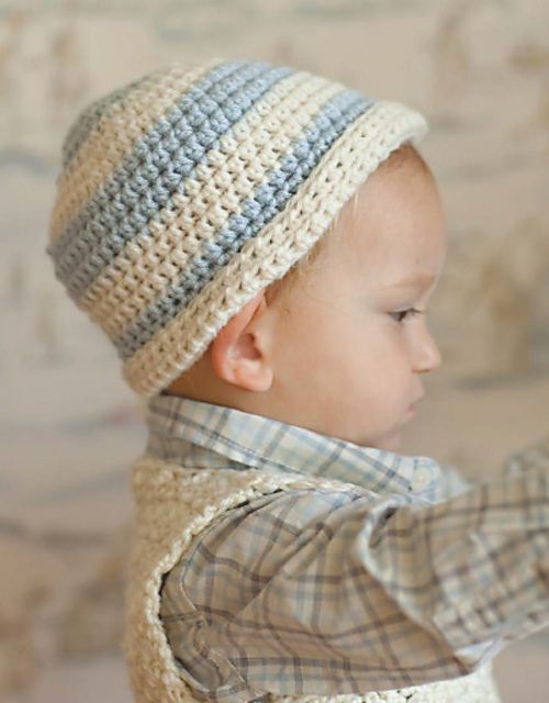 Blue & Ivory Striped Hat