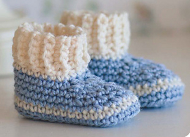 Ivory & Blue Booties