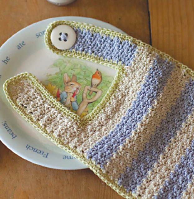 Blue & Ivory Striped Bib