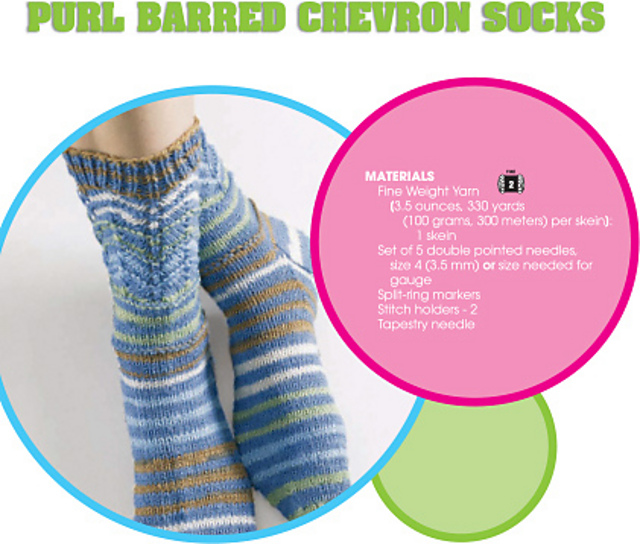 Purl Barred Chevron Socks
