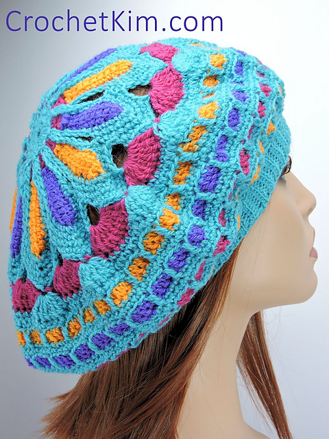 Turquoise Mandala Slouchie Beanie
