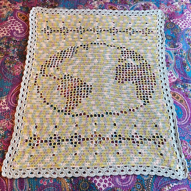 Globe Filet Crochet Baby Blanket