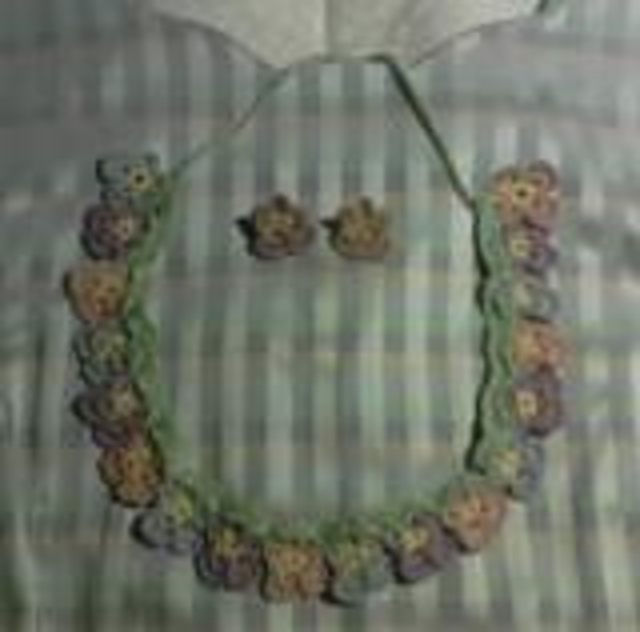 String of Pansies Necklace and Earrings