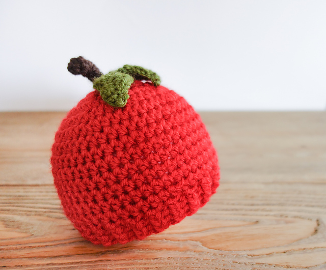 Crochet apple baby hat