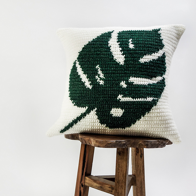 Tropical leaf pillow cover