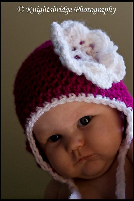 pattern118- Floral earflap hat