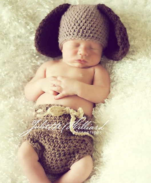 puppy hat and diaper cover set -2 sizes