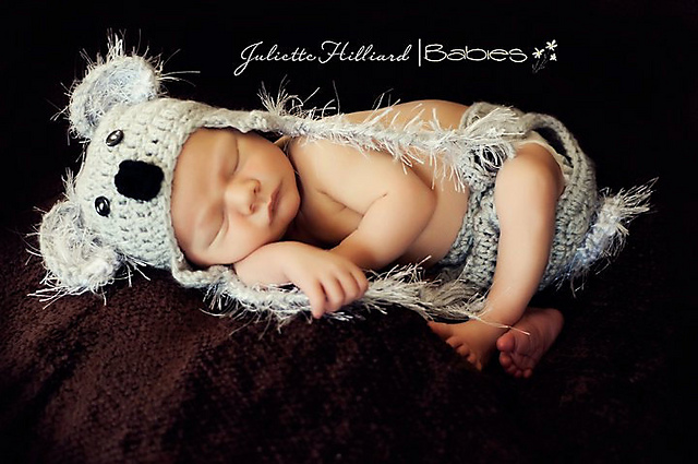 Koala hat and diaper cover - 3 sizes