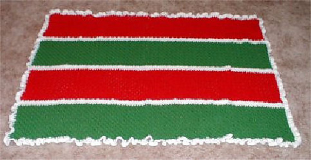 Christmas Strip Afghan with Ruffled Edging