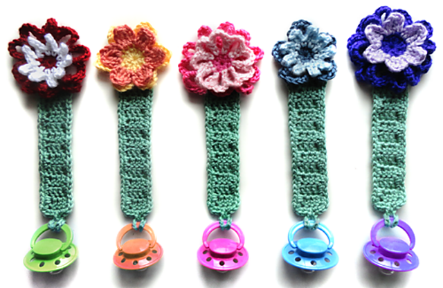 Pacifier Holder with Flowers