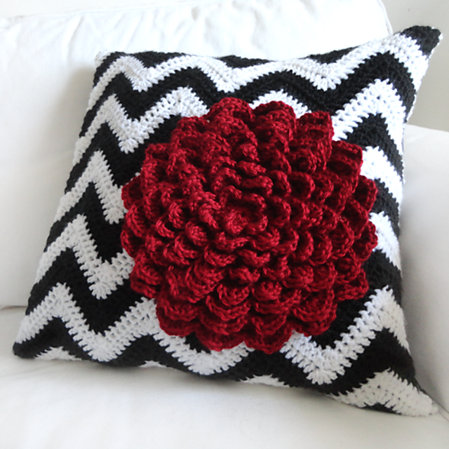 Chevron Flower Pillow Cover 