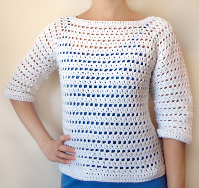 Striped Eyelet Sweater