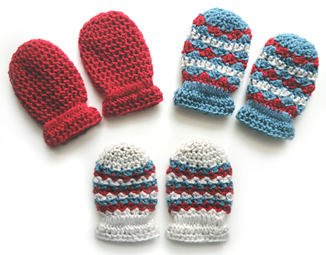 3 Light Weight Baby Mittens