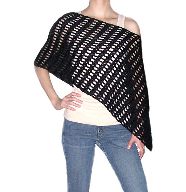 Striped Asymmetrical Poncho