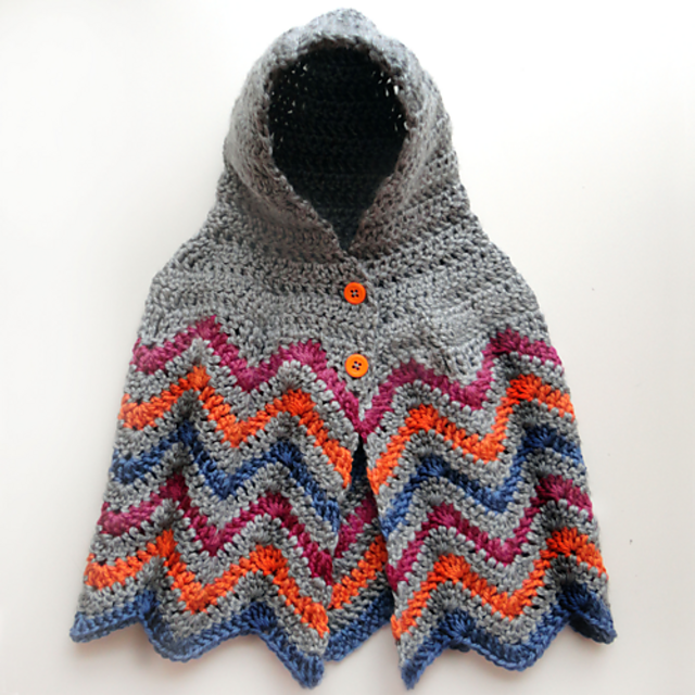 Hooded Chevron Poncho