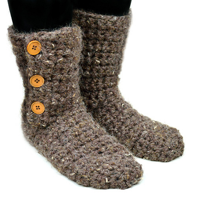Buttoned Slipper Booties