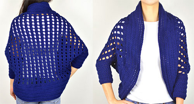 Striped Eyelet Chunky Shrug