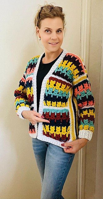 KALEIDOSCOPE KITTY SQUARES CARDIGAN