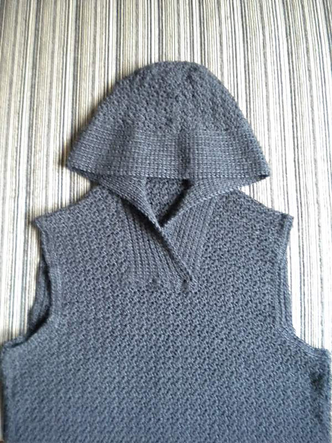 Crochet hoodie vest