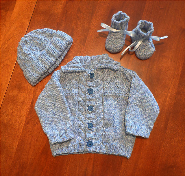 Cabled Cardigan and Hat