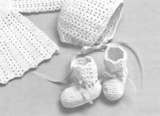 Crocheted Layette: Sacque, Bonnet, Booties