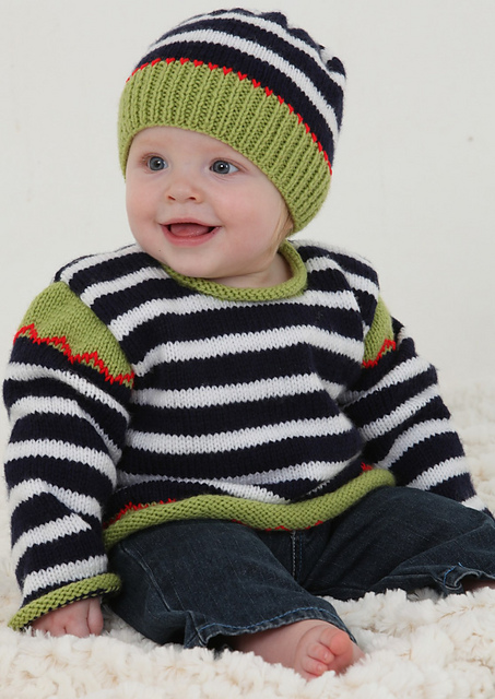 Striped pullover and Beanie 11.085