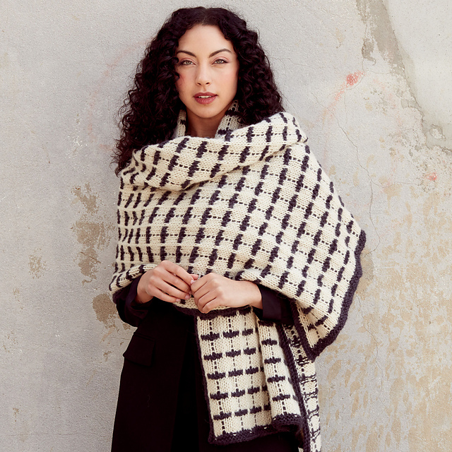 Windowpane Knit Blanket Scarf