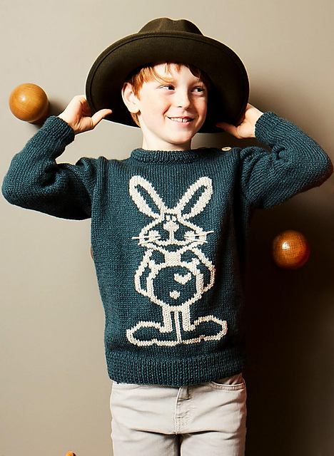 Pull motif lapin col rond - M1521