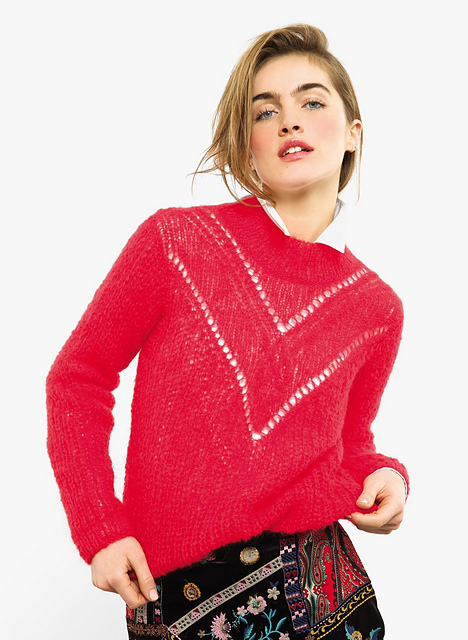 Pull côtes perlées et ajourés - M2915