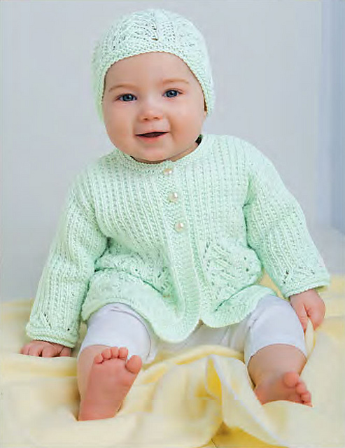 Lace Baby Jacket and Hat No. 98043-4N