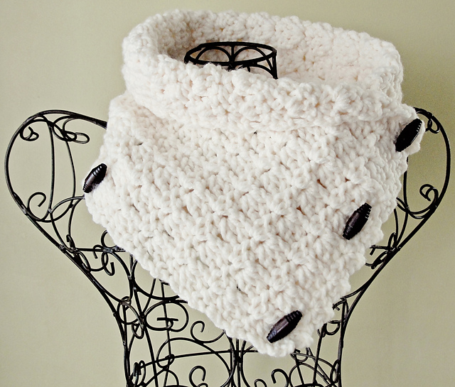 The Bristol Chunky Cowl with Wood Buttons