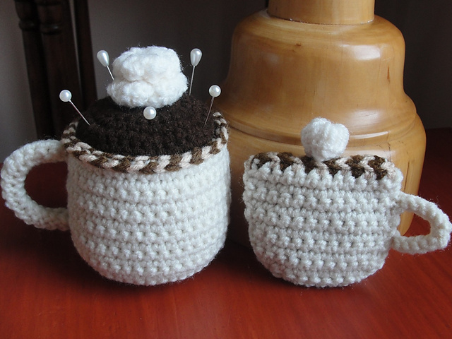 Coffee Cup Cocoa Pincushion and Tape Measure Cover