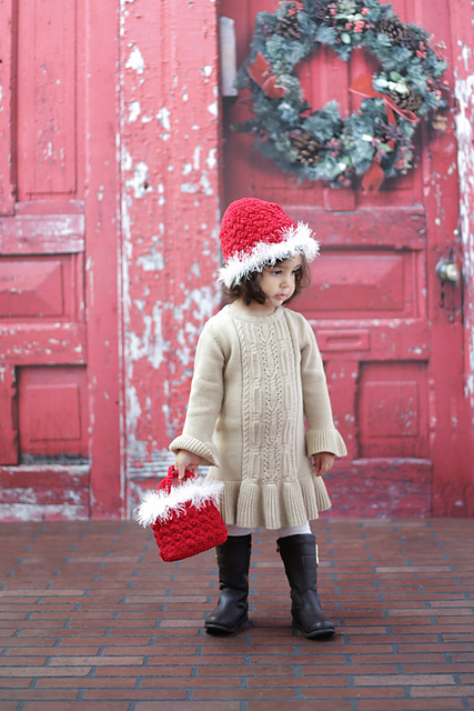 Girl's Holiday Santa Hat and Purse