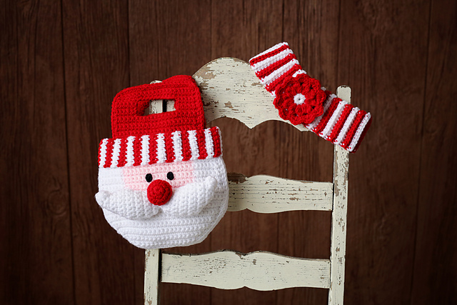 Little Girl's Santa Purse/Bag & Striped Flower Headband