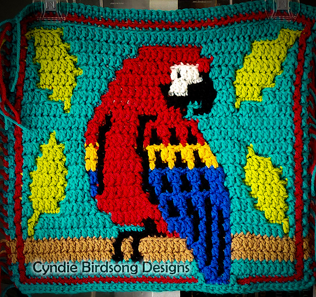 Tropical Rainbow Parrot mosaic square