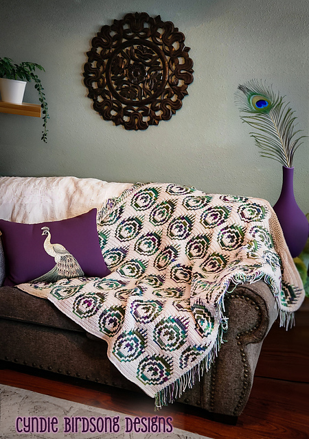 Enchanted Peacock Plumes blanket & table runner