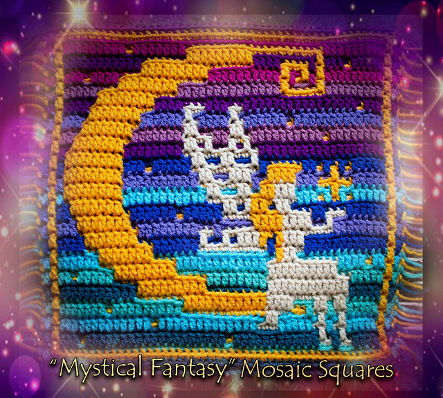 Mystical Fantasy Mosaic Square - Moon Fairy