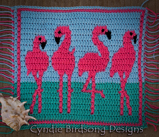 Beautiful Birds Mosaic square Fabulous Flamingos
