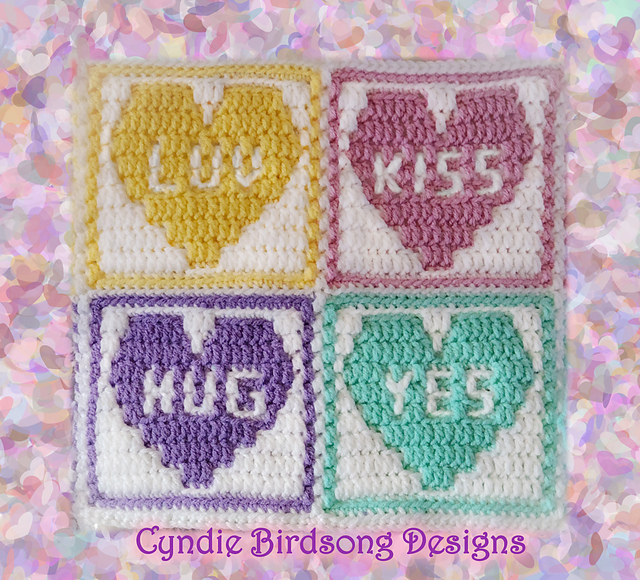 Valentine Candy Hearts mosaic square & Bonus Chart