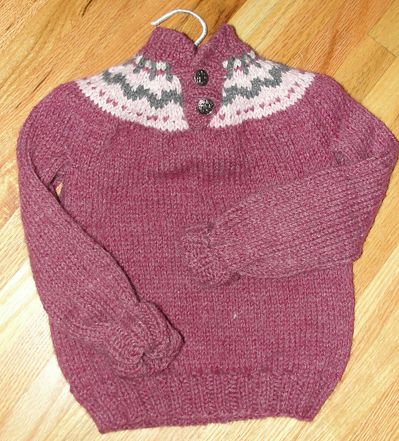 Fair Isle Yoke Sweater with Henley Neck SO03