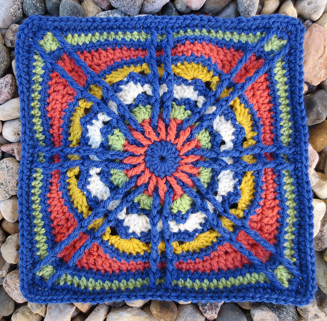 Rainbow and Rays Afghan Square