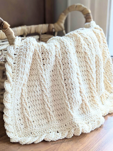 Twelve Cables Crochet Baptism Blanket