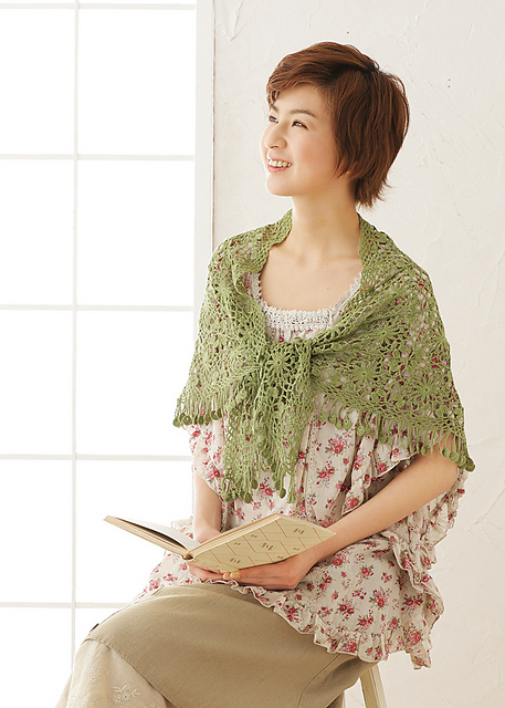 212s-10 Soft Silk Ramie Triangular Shawl