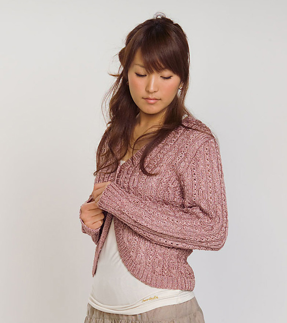 28-4 Cabled Silk Cardigan