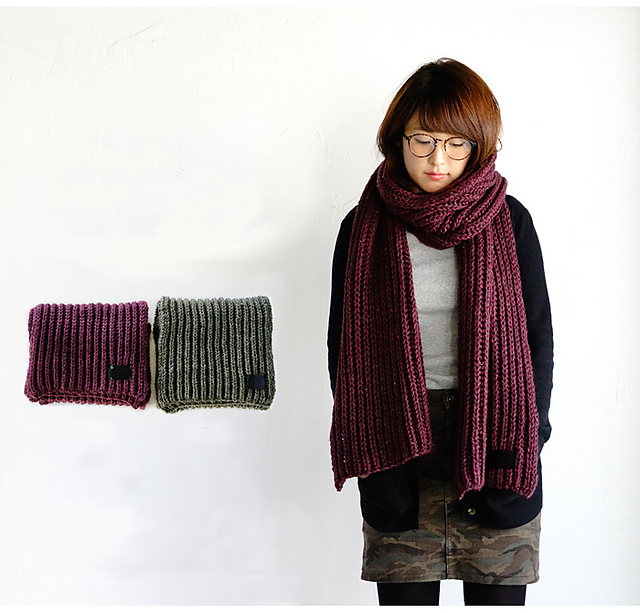 388mf Brioche Rib Stitch Long Muffler
