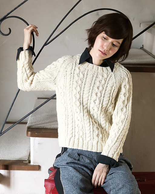 Ravelry: 217aw-05 Lowry Aran Sweater pattern by Pierrot (Gosyo Co
