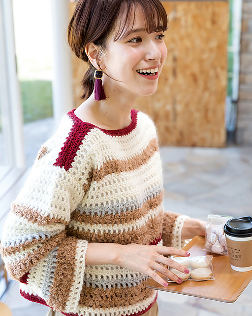 219AW-03 Striped Crochet Sweater