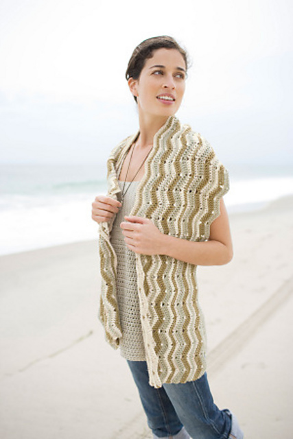 Vertical Ripple Shawl / Waterlily / Zig Zag Wrap