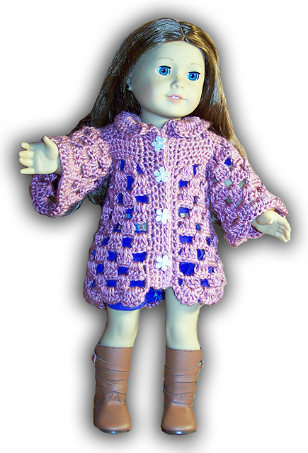 Adorable American Girl or 18" Doll Collared Coat Crochet Pattern